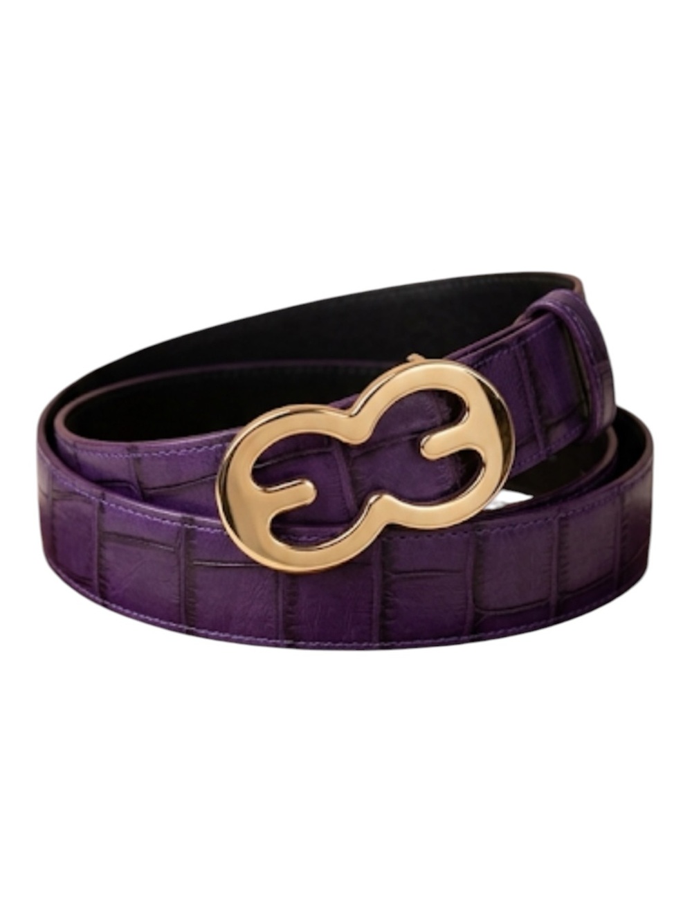 ESCADA Purple Croc Leather Belt Gold EE Logo Buckle Made in Italy Vintage 42
Z